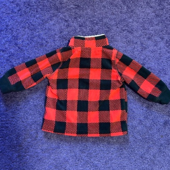 Carter's buffalo plaid fleece pull over jacket and pant set - 6 months - Picture 4 of 7